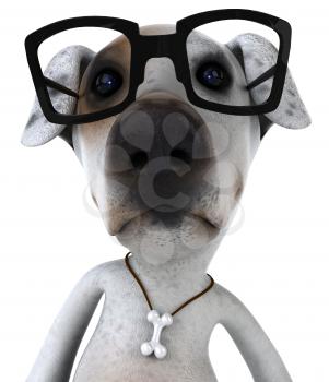 Royalty Free 3d Clipart Image of a Jack Russell Terrier Dog Wearing Black Rimmed Glasses