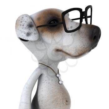 Royalty Free 3d Clipart Image of a Jack Russell Terrier Dog Wearing Black Rimmed Glasses