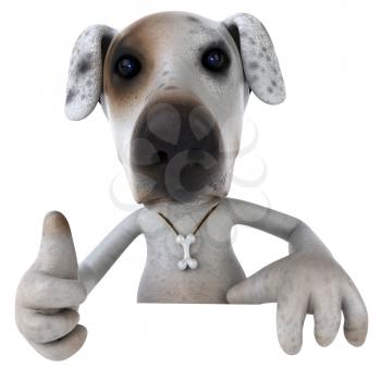 Royalty Free 3d Clipart Image of a Jack Russell Terrier Dog Giving a Thumbs Up Sign Holding a Sign Board