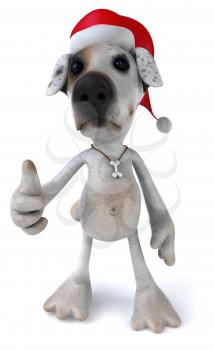 Royalty Free 3d Clipart Image of a Jack Russell Terrier Dog Wearing a Santa Hat and Giving a Thumbs Up Sign