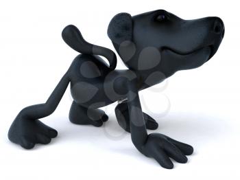 Royalty Free 3d Clipart Image of a Black Terrier Dog