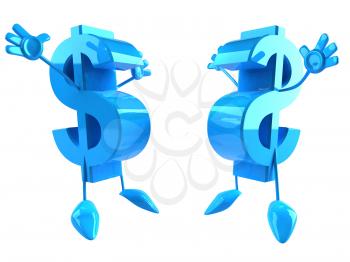Royalty Free 3d Clipart Image of Two Dollar Signs Jumping