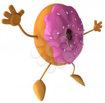 Royalty Free Clipart Image of a Doughnut Jumping
