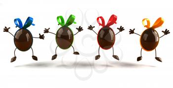 Royalty Free 3d Clipart Image of Chocolate Easter Eggs