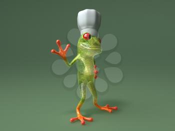 Royalty Free 3d Clipart Image of a Frog Wearing a Chef's Hat