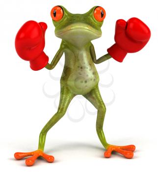 Royalty Free Clipart Image of a Frog in Boxing Gloves