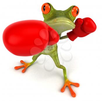 Royalty Free Clipart Image of a Boxing Frog