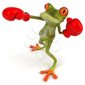 Royalty Free Clipart Image of a Frog Boxing