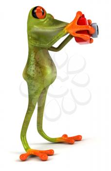 Royalty Free Clipart Image of a Frog Taking Pictures