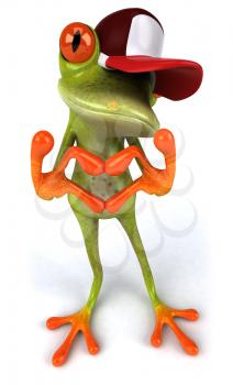 Royalty Free Clipart Image of a Frog in a Ball Cap
