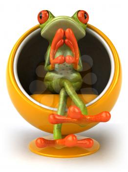 Royalty Free 3d Clipart Image of a Frog Sitting in a Bubble Chair