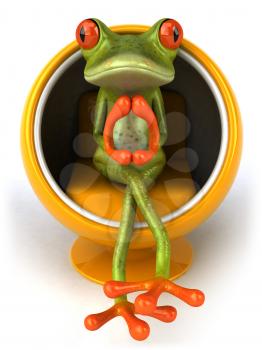 Royalty Free 3d Clipart Image of a Frog Sitting in a Bubble Chair