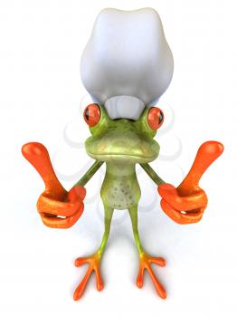 Royalty Free 3d Clipart Image of a Frog Wearing a Chef's Hat and Giving Two Thumbs Up Signs