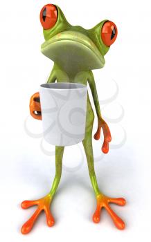 Royalty Free 3d Clipart Image of a Frog Holding a Coffee Mug