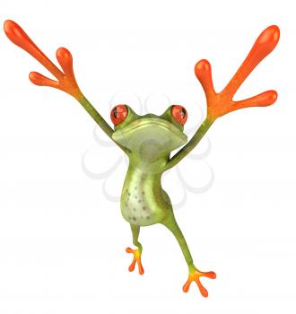 Royalty Free 3d Clipart Image of a Frog Jumping in the Air
