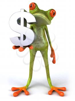 Royalty Free 3d Clipart Image of a Frog Holding a Dollar Sign