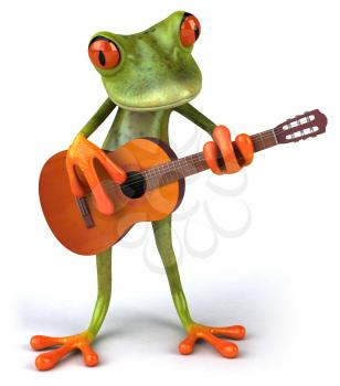 Royalty Free 3d Clipart Image of a Frog Playing a Guitar