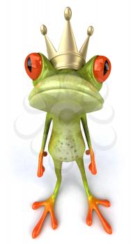 Royalty Free 3d Clipart Image of a Frog Wearing a Crown