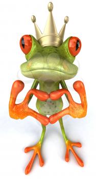 Royalty Free 3d Clipart Image of a Frog Wearing a Crown