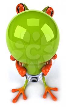 Royalty Free Clipart Image of a Frog and a Lightbulb