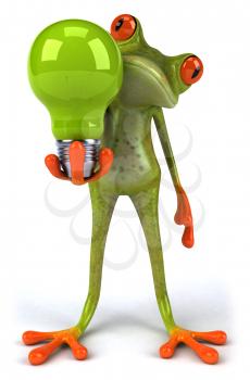 Royalty Free Clipart Image of a Frog With a Lightbulb