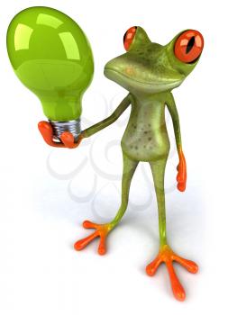 Royalty Free Clipart Image of Frog and a Lightbulb