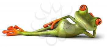 Royalty Free 3d Clipart Image of a Frog Laying on its Side