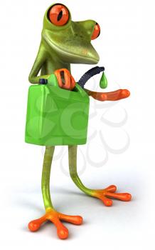 Royalty Free 3d Clipart Image of a Frog Holding a Gas Can
