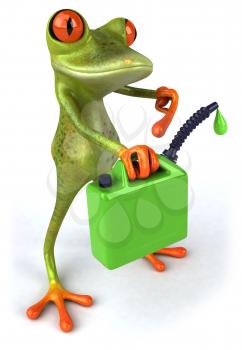 Royalty Free 3d Clipart Image of a Frog Holding a Gas Can