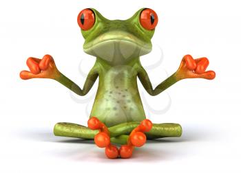 Royalty Free 3d Clipart Image of a Frog Meditating