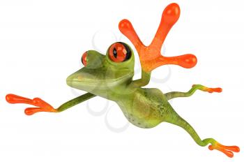 Royalty Free Clipart Image of a Flying Frog