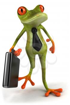 Royalty Free 3d Clipart Image of a Frog Wearing a Tie and Carrying a Briefcase