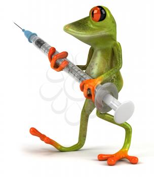 Royalty Free Clipart Image of a Frog With a Needle