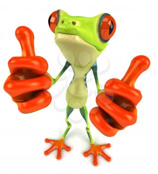 Royalty Free 3d Clipart Image of a Frog Giving Two Thumbs Up Signs