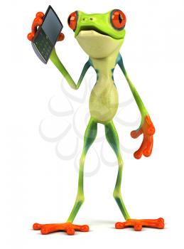 Royalty Free Clipart Image of a Frog With a Cellphone