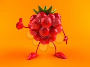 Royalty Free 3d Clipart Image of a Raspberry Giving a Thumbs Up Sign