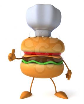 Royalty Free Clipart Image of a Hamburger Chef Giving a Thumbs Up