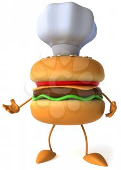 Royalty Free Clipart Image of a Hamburger Chef