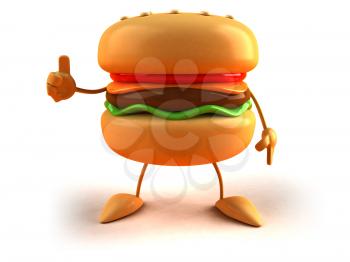 Royalty Free 3d Clipart Image of a Hamburger Giving a Thumbs Up Sign