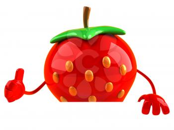 Royalty Free 3d Clipart Image of a Strawberry Giving a Thumbs Up Sign