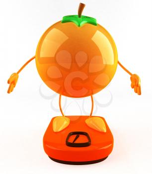 Royalty Free 3d Clipart Image of an Orange Standing on a Scale