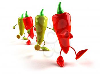 Royalty Free 3d Clipart Image of Red and Green Peppers