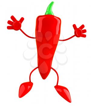 Royalty Free Clipart Image of a Red Pepper Jumping