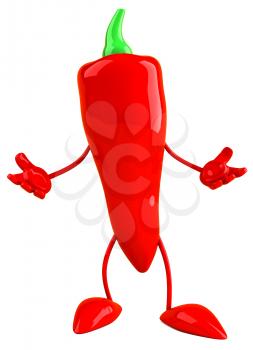 Royalty Free Clipart Image of a Red Pepper With Open Arms