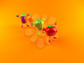 Royalty Free 3d Clipart Image of Assorted Vegetables