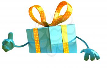 Royalty Free 3d Clipart Image of a Gift Holding a Sign Board