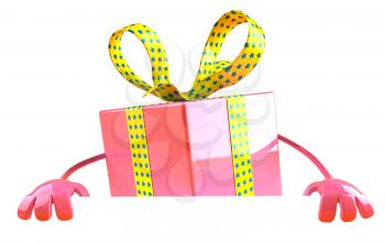 Royalty Free 3d Clipart Image of a Gift Holding a Sign Board