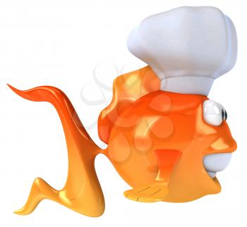 Royalty Free Clipart Image of Fish Wearing a Chef's Hat