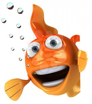 Royalty Free Clipart Image of a Fish Breathing Bubbles