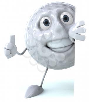 Royalty Free Clipart Image of a Golf Ball Man Giving a Thumbs Up